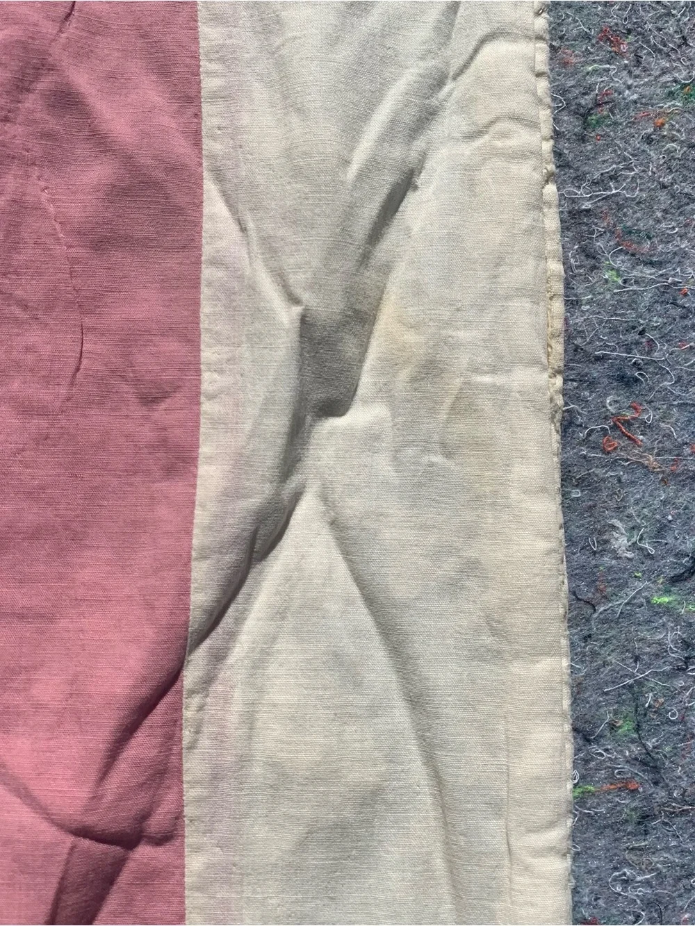 Antique pink & cream white floral patchwork cotton quilt